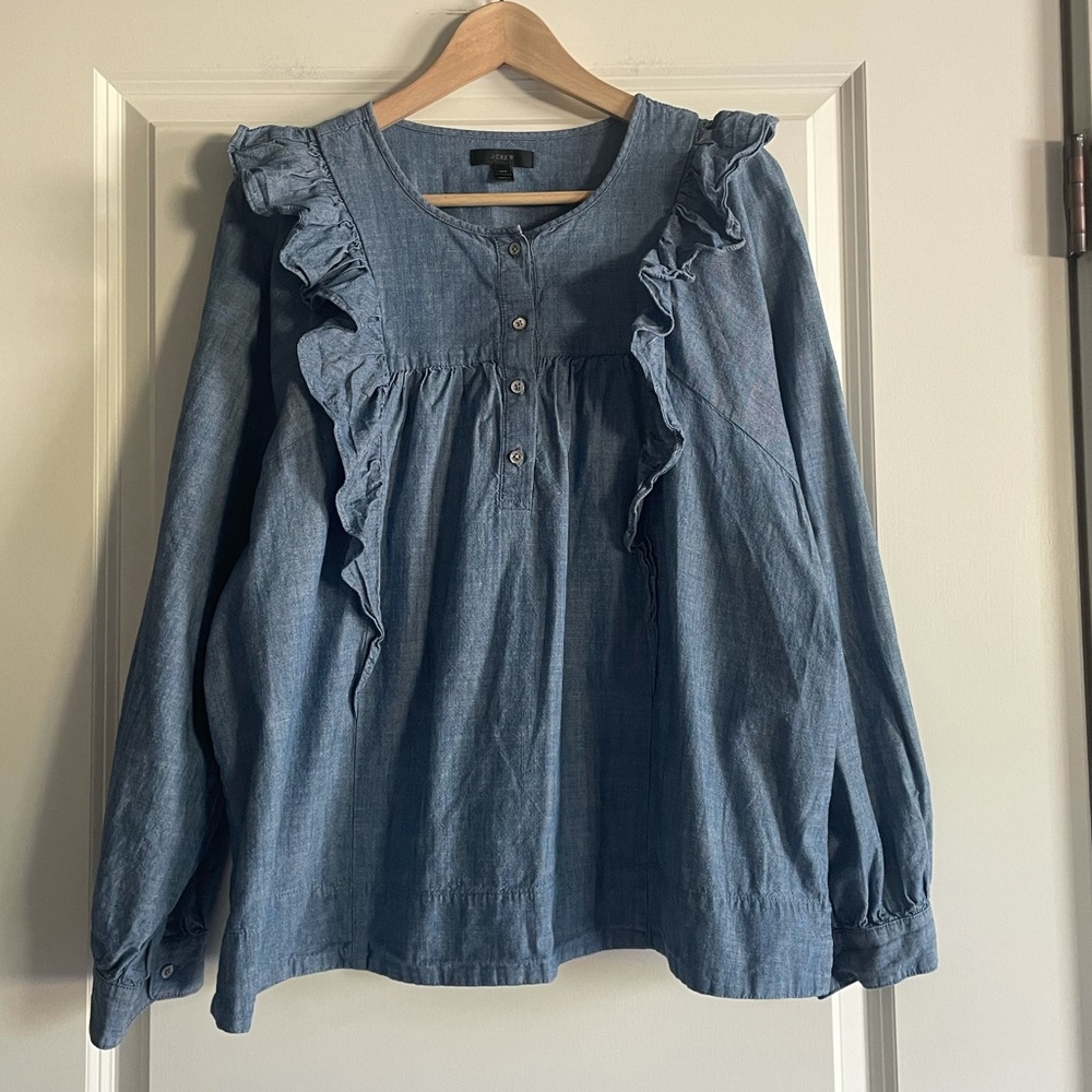 J.Crew Chambray 1/4 Button Women’s Top